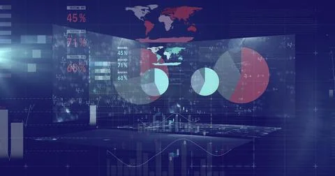 Image of data processing over blue background Stock Illustration