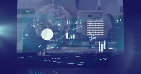 Image of data processing over blue background Stock Illustration