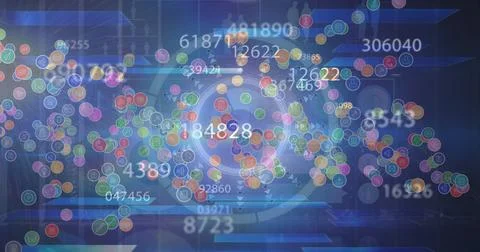 Image of data processing over blue background Illustrazione stock