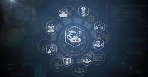 Image of data processing over blue background Stock Illustration