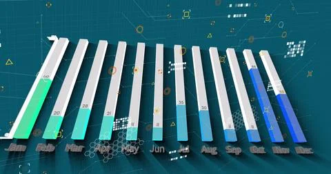 Image of data processing over blue background 스톡 일러스트