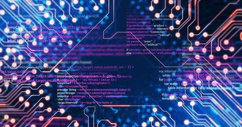 Image of data processing over blue background Stock Photos