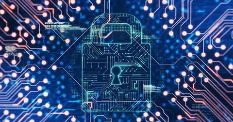 Image of data processing over blue background Foto stock
