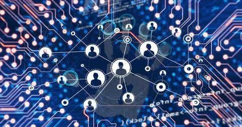 Image of data processing over blue background Stock Photos