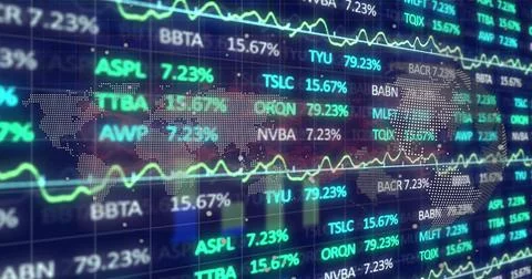 Image of data processing over blue background Stock Photos