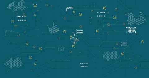 Image of data processing over blue background Stock Photos