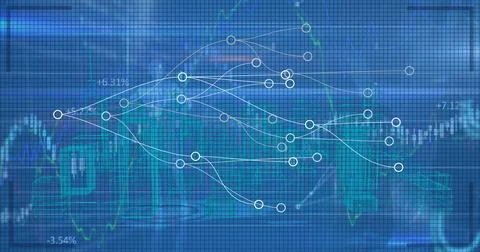 Image of data processing over blue background Stock Photos