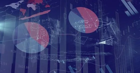 Image of data processing over blue background 스톡 사진