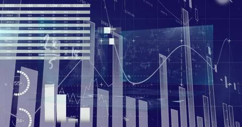 Image of data processing over blue background Stock Photos