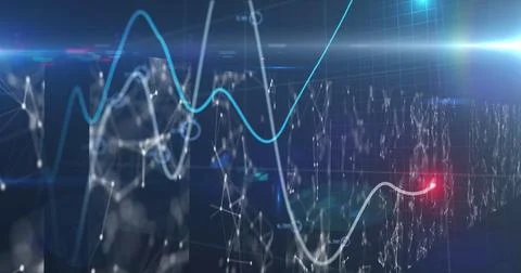 Image of data processing over blue background 스톡 사진