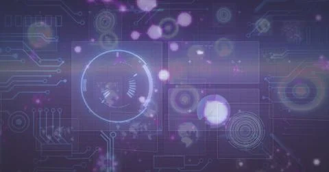 Image of data processing over blue background 写真素材