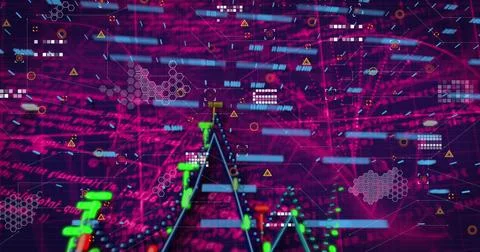 Image of data processing over blue background 스톡 사진