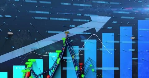 Image of data processing over blue background Stock Photos