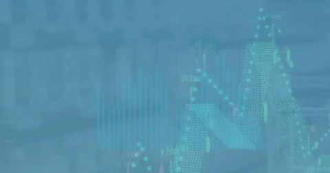 Image of data processing over blue background Stock Photos