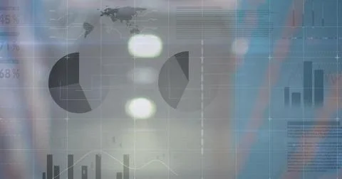 Image of data processing over blurred background Stock Photos