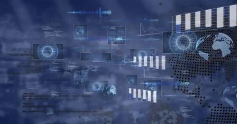 Image of data processing over blurred background Stock Photos