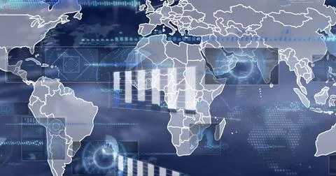 Image of data processing over blurred background Foto stock