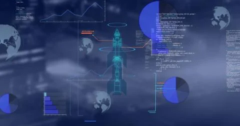 Image of data processing over blurred background 스톡 사진