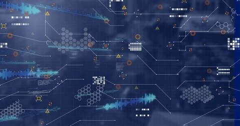 Image of data processing over blurred background 写真素材