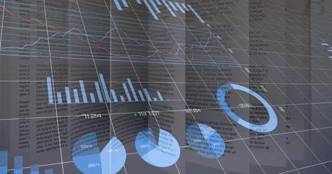 Image of data processing over book Illustrazione stock