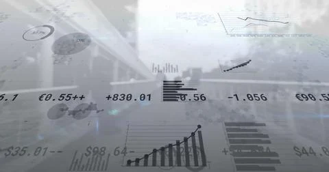 Image of data processing over bridge Illustrazione stock