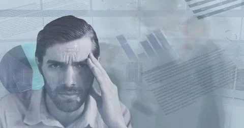 Image of data processing over business people and caucasian man Stock Photos