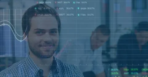 Image of data processing over businessman Stock Photos