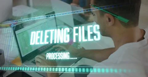 Image of data processing over businessman in office Stock Photos