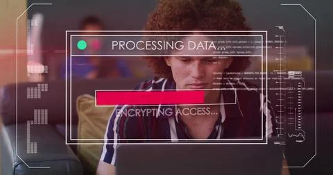 Image of data processing over businessman in office Stock Photos