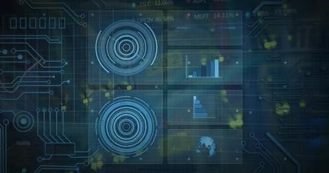Image of data processing over cables of computer server 스톡 사진