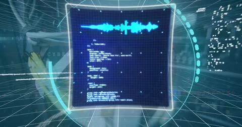 Image of data processing over cables of computer server Stockfoto's