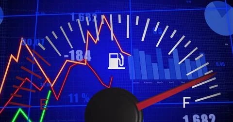 Image of data processing over car panel Stock Illustration