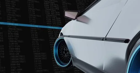 Image of data processing over car driving 스톡 사진