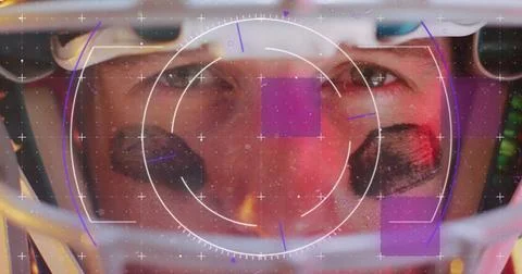 Image of data processing over caucasian american football player Stock Illustration