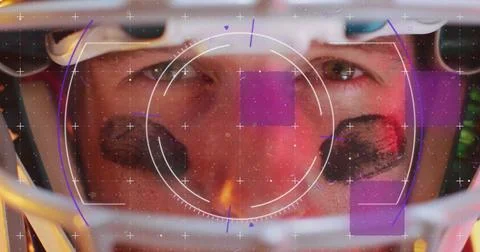 Image of data processing over caucasian american football player 스톡 일러스트