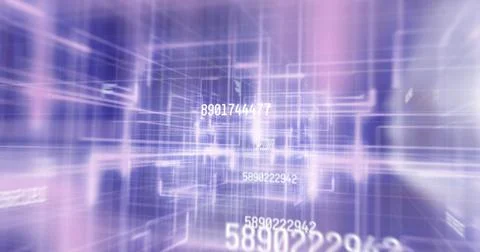 Image of data processing over caucasian man using smartphone Illustrazione stock
