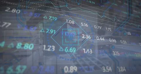 Image of data processing over caucasian male workers in workshop Stock Photos