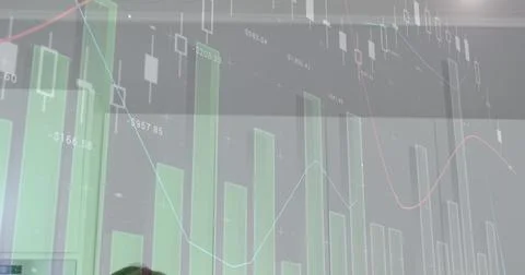 Image of data processing over caucasian man using tablet Stock Photos