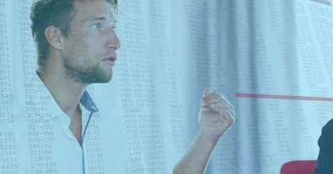 Image of data processing over caucasian man Stock Photos