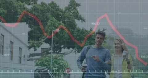 Image of data processing over caucasian couple Fotos Stock