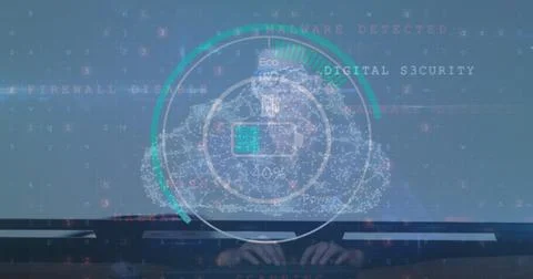 Image of data processing over caucasian man Stock Photos