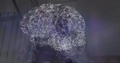 Image of data processing over caucasian male doctor with tablet Stock Photos