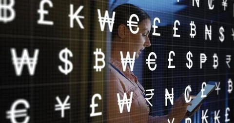 Image of data processing over caucasian female worker in server room Stock Photos