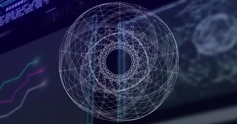 Image of data processing over circles Stock Photos