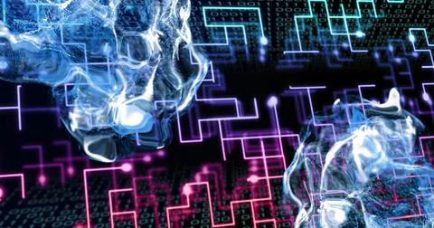 Image of data processing over circuit board Stock Illustration