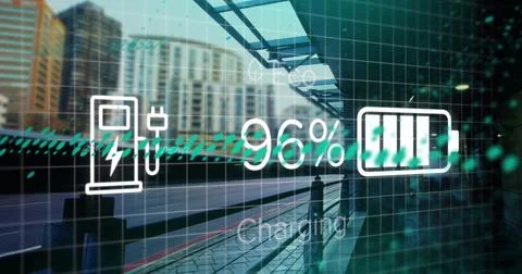 Image of data processing over city Stockfoto's