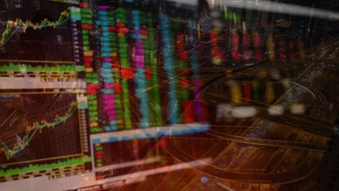 Image of data processing over cityscape. global business, digital interface, Stock Footage 311567853