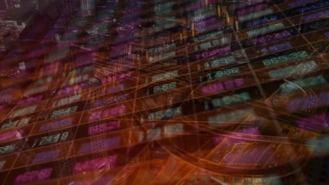 Image of data processing over cityscape. global business, digital interface, Stock Footage 311568172