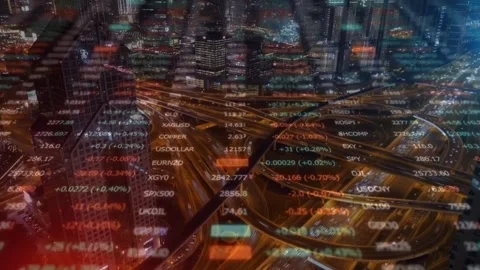 Image of data processing over cityscape. global business, digital interface, Stock Footage 311568456
