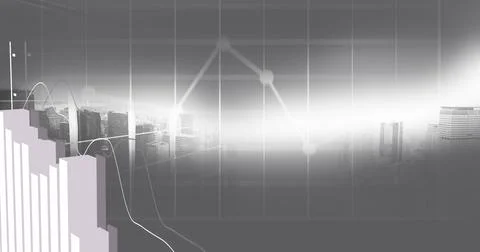 Image of data processing over cityscape Illustrazione stock